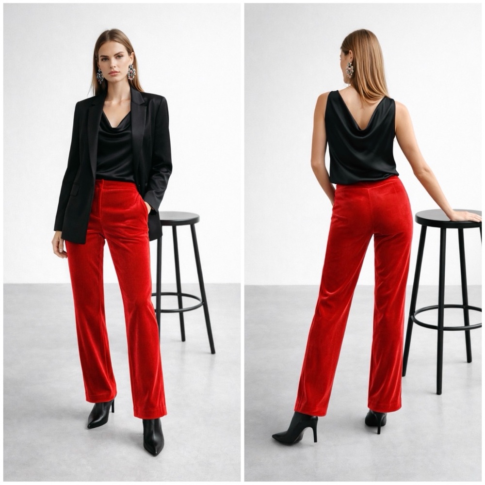 🆕 Bar III Red Velvet Flare-Leg Pants